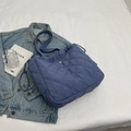 Sac fourre-tout matelassé bleu marine avec motif losanges et fermeture à cordon - Bleu