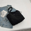 Sac fourre-tout matelassé noir léger avec cordon de serrage et motif à carreaux pour femme - Noir