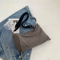 Borsa a cilindro in tela tortora scuro con tracolla regolabile blu navy - caffè