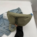Casual τσάντα στήθους από καμβά σε λαδί χρώμα με υφαντά φερμουάρ και φαρδύ λουράκι - Πράσινο