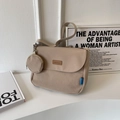 Borsa a tracolla in tela kaki con mini portamonete ed etichetta Shunuo stile casual - Cachi