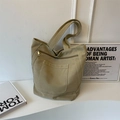 Large capacity khaki canvas tote bag with front pocket and zipper for daily commute - Khaki