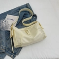 Borsa a tracolla color crema in tela con doppie zip intrecciate e tasche laterali - Bianco Sporco