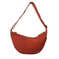 Borsa a tracolla minimalista rosso mattone in nylon stropicciato con cinturino regolabile - Arancione