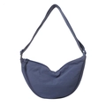 Minimalist misty blue washed fabric dumpling bag with adjustable strap and pleated design - Blue