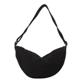 Minimalist black crescent crossbody bag made of durable matte nylon with adjustable strap - Black