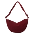 Minimalist burgundy red half-moon shoulder bag in durable fabric with adjustable strap - Burgundy