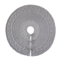Vista macro de la falda gris de punto para árbol de Navidad con patrones trenzados - Diámetro 92cm / Gris