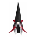 Halloween vampire gnome doll with sequin spiderweb cape and red-tied grey pigtail beard - Without Teeth Style