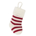 Knitted Christmas stocking gift bag with classic red and white stripes and soft white cuff - White without Paw Print