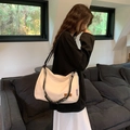 Borsa tote in tela bianco sporco da donna con spessi cinturini decorativi in corda - Bianco Sporco