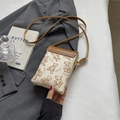Mini-Umhängetasche in Braun und Beige mit niedlichem Teddybären-Druckmuster - Cremeweiß (Ohne Anhänger)