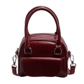 Elegant dark red glossy bridal handbag with round handles and adjustable shoulder strap - Red
