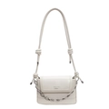 Chic beige bucket bag with thick silver chain detail and stylish knotted shoulder strap - Off-white