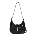 Borsa sottobraccio nera motivo coccodrillo con chiusura dorata e tracolla regolabile - Nero