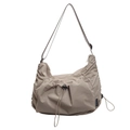 Minimalistische grote kaki nylon crossbodytas met trekkoordzak en verstelbare riem - Khaki