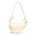 Chic cream-colored hobo bag with unique knotted strap and silver-tone metal details - White