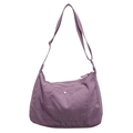 Leichte dunkelviolette Nylon-Umhängetasche mit verstellbarem Gurt und praktischer Fronttasche - Lila