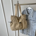 Khaki nylon utility tote tas met trekkoordzakken en grote capaciteit voor dagelijks gebruik - Khaki