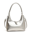 Borsa hobo argento metallizzato con cerniera e tracolla regolabile per donna - Argento