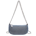 Mini sac d'épaule en jean bleu avec clous argentés et bandoulière chaîne chic - Bleu