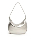 Borsa a mezzaluna argento metallizzato con tracolla regolabile e finitura a specchio - Argento