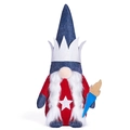 Patriotic gnome doll with US flag colors, white crown and torch for Independence Day - Blue Hat Crown Style