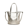 Bolso de mano plateado metalizado con hebillas decorativas y correa de hombro ajustable - Plateado