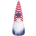 Patriottische kabouter voor Independence Day met rood gestreepte muts en denim lijf - Blauwe Herenstijl