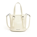 Elegante bolso de hombro blanco crema con textura de rayas y diseño de moda - Blanco
