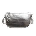 Sac Boston bandoulière argenté avec surface texturée et boule métallique décorative - Argenté