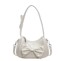 Borsa sottobraccio bianco crema con grande fiocco e finitura in pelle lucida - Bianco Sporco