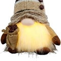Gnomo da caffè luminoso in peluche con cappello lavorato a maglia per decorazioni - Stile Tenendo Chicchi di Caffè