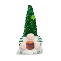 St. Patrick's Day gnome doll with green sequin hat holding a pot of gold coins - Holding Pot Of Gold
