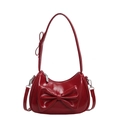 Elegante borsa sottobraccio rossa con grande fiocco e finitura in vernice lucida - Borgogna