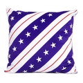 Cuscino decorativo quadrato con stelle e strisce della bandiera USA per l'Indipendenza - Motivo a Strisce Diagonali e Stelle