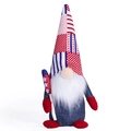 Patriotic Independence Day gnome plush with star striped hat and rocket ornament - Patchwork Hat Style