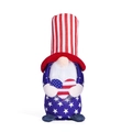 Patriotic Independence Day gnome plush holding a flag heart in red, white and blue - Striped Square Hat Style