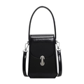 Mini bolso de charol negro brillante con cierre giratorio plateado y correa desmontable - Negro