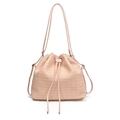 Schicker hellrosa Strohrucksack mit Kordelzug und schmalen PU-Schultergurten - Rosa
