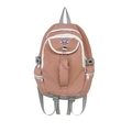 Zaino in nylon rosa per studentesse con tasche multiple e rifiniture bianche - Rosa Con Pendente