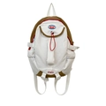 Grande zaino in nylon con design bicolore bianco e marrone e dettagli zip in rosso - Bianco Con Pendente