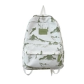 Zaino chic da donna bianco con stampe di paesaggi verdi in stile accademico - Verde con ciondolo