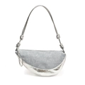 Borsa a mezzaluna in denim grigio e argento con dettagli di tracolla a nodi - Jeans Argento