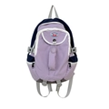 Zaino da donna in nylon viola e blu navy con logo frontale e fibbie laterali - Viola con Ciondolo