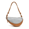Borsa a sella in denim blu con dettagli in pelle marrone e tracolla con nodi - Stile Denim Tan