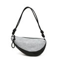 Borsa a tracolla asimmetrica in denim azzurro e finiture nere materiche eleganti - Denim Nero
