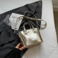 Mini metallic champagne gold bucket bag with textured pleats and shoulder strap - Gold (Without Pendant)