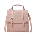 Pink niche handbag with woven texture flap and smooth leather finish in a chic design - Pink