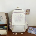 Esthetische witte schoolrugzak met paars borduursel en ster hanger voor leerlingen - Wit